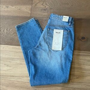 Rolla's Jeans Women 26 Blue Miller Mid High Rise Slim 100% Cotton Light Wash NEW
